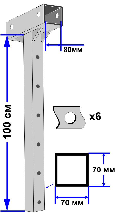Стойка консольных балок Shenxi 80/70D2H6L100C оцинкованная