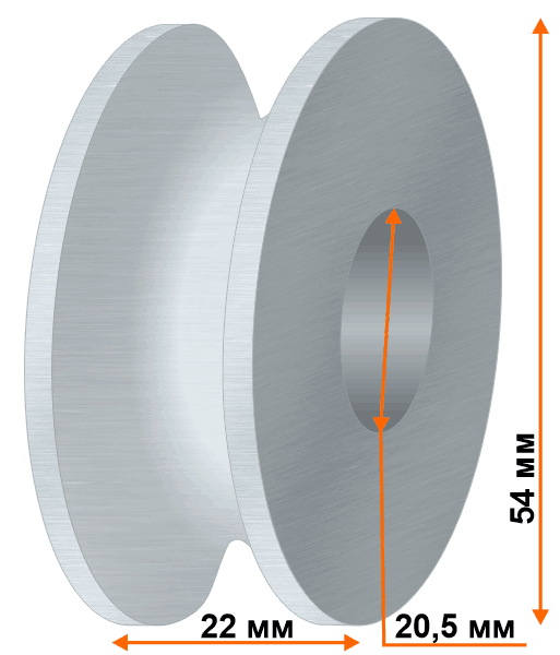 Ролик пластмассовый d20.5D54-22 оголовка консоли/распорной стойки универсальный