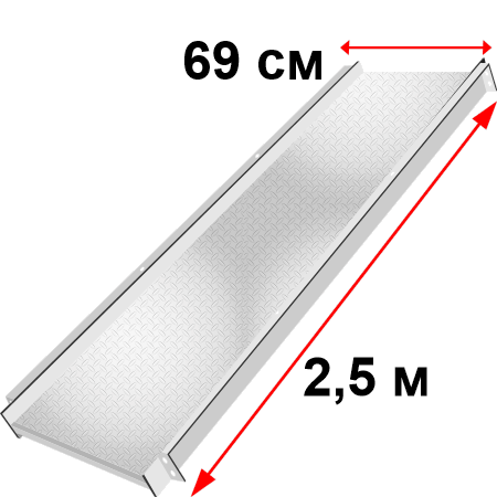 Платформа алюминиевая 2,5м/69см корзины подъемника ZLP Ketong