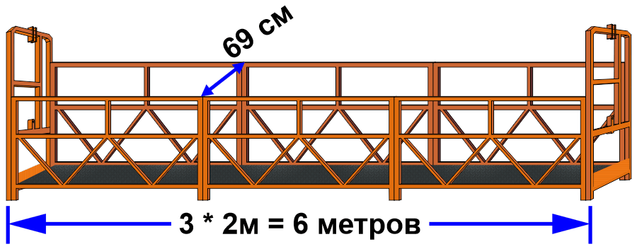 Корзина подъемника ZLP KLEVER стальная 6м / 69см, без крепежа и колёс