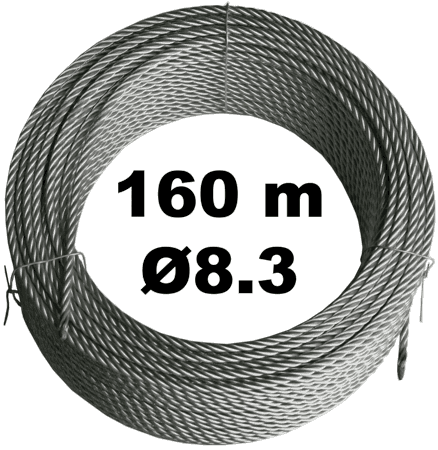 Трос стальной оцинкованный 4*31WS+FC 8.3 мм, бухта 160м