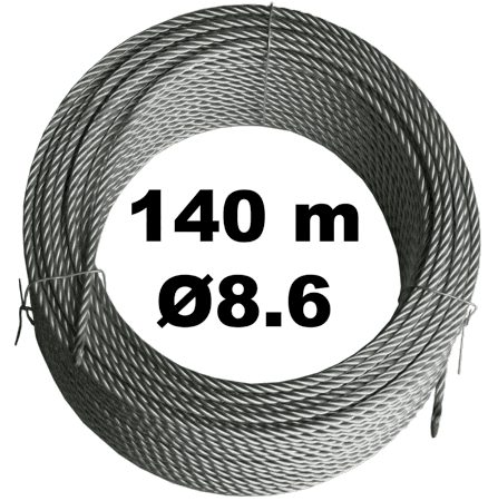 Трос стальной оцинкованный 4*31WS+FC 8.6 мм, бухта 140м