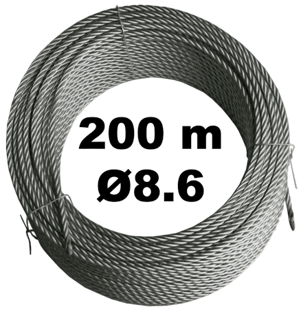 Трос стальной оцинкованный 4*31WS+FC 8.6 мм, бухта 200м