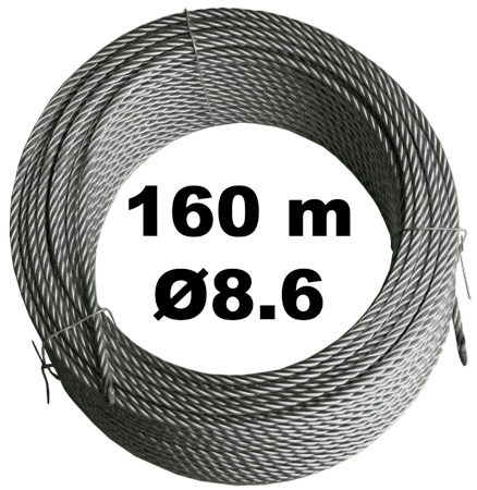 Трос стальной оцинкованный 4*31WS+FC 8.6 мм, бухта 160м