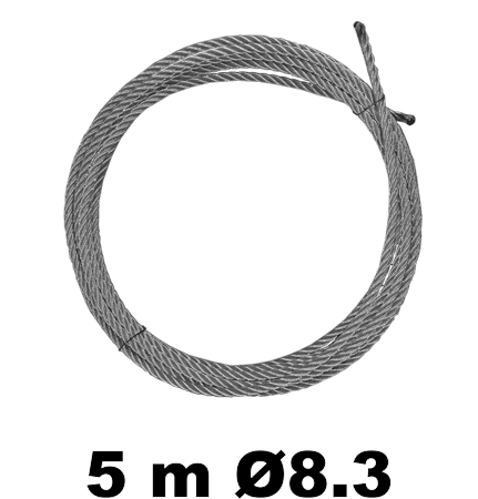 Трос стальной оцинкованный 4*31WS+FC 8.3 мм, 5м (фал тросовый парапетной консоли)