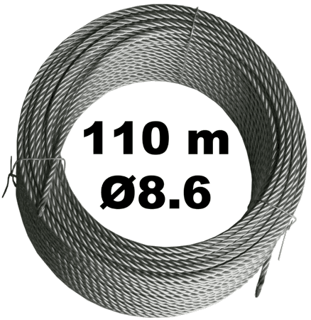 Трос стальной оцинкованный 4*31WS+FC 8.6 мм, 9м (вантовый)