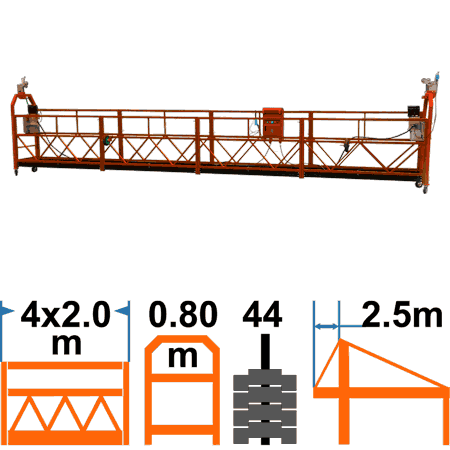 Фасадный подъёмник ZLP800 HAOKE, корзина 8м шириной 80см, с консолью 2,5м, с контргрузами
