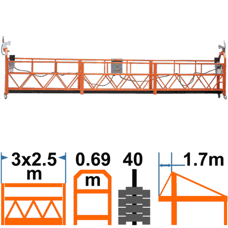 Фасадный подъёмник ZLP800 HAOKE, корзина 8м, с консолью 1,7м, с контргрузами