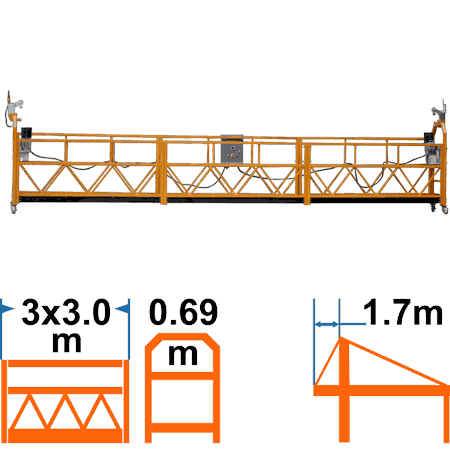 Фасадный подъёмник ZLP1000 KETONG, корзина 9м, с консолью 1,7м, без контргрузов