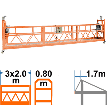 Фасадный подъёмник ZLP630 SHENXI, широкая корзина 80см/6м, оцинкованная консоль 1,7м, без контргрузов