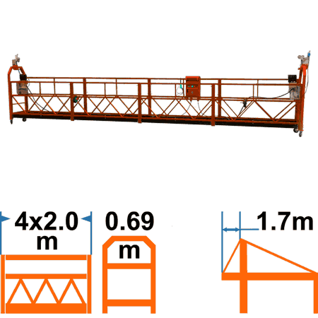 Фасадный подъёмник ZLP630, марка TAU-R, удлиненная корзина 8м, с консолью 1,7м, без контргрузов