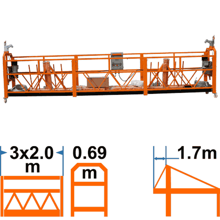 Фасадный подъёмник ZLP630, марка TAU-R, с консолью 1,7м, корзина 6м, без контргрузов и кабеля