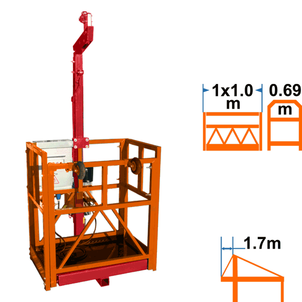 Фасадный подъёмник ZLP250 TAU-R бугельного типа, одноместный, полуконсоль 1,7м, без контргрузов