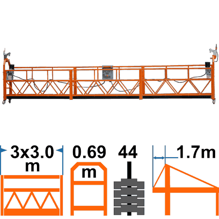 Фасадный подъёмник ZLP1000 TAU-R, стандартная корзина 9м, с консолью 1,7м, с контргрузами