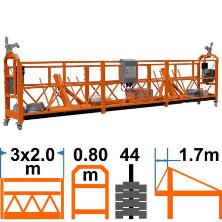 Фасадный подъёмник ZLP1000 TAU-R, увеличенной ширины 80 см, длина 6.0м, с контргрузами